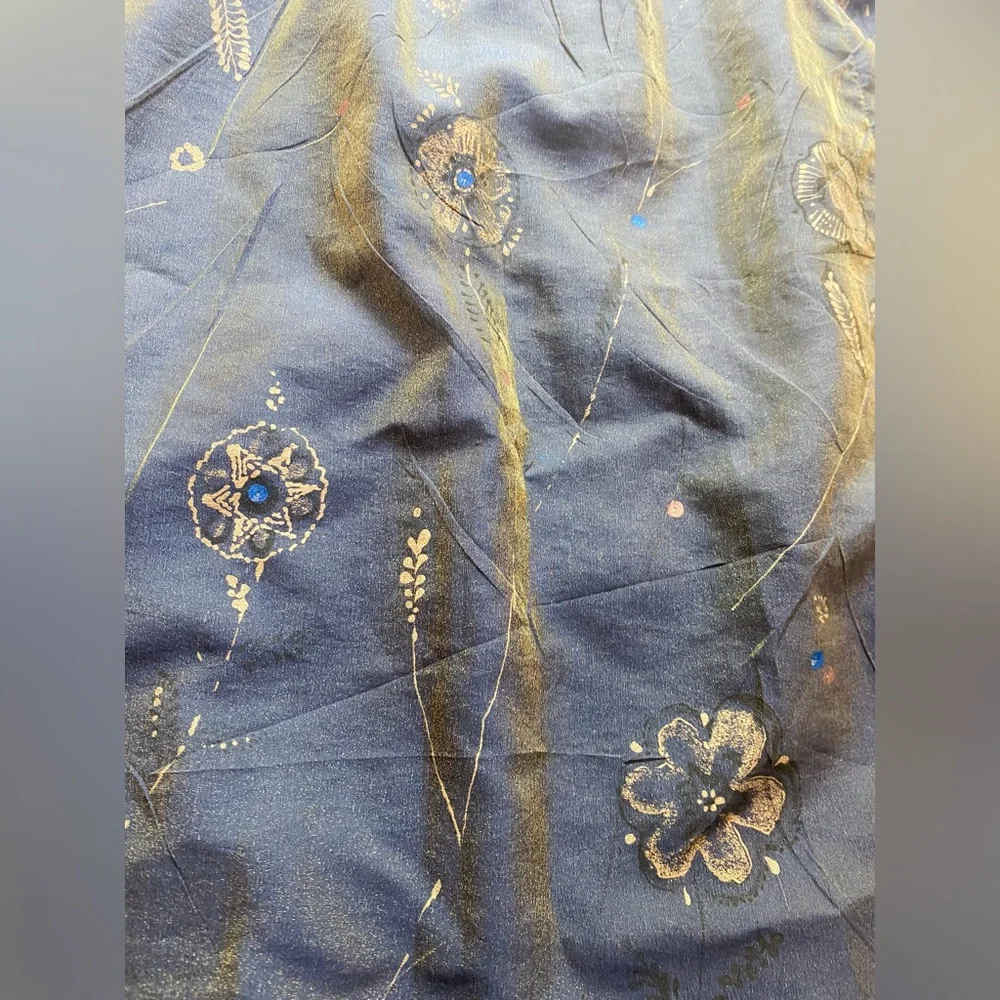 Vintage OILILY iridescent floral a-line midi skirt size/M - Picture 6 of 9